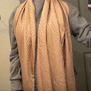 Fendi scarf fringe beige tan monogram